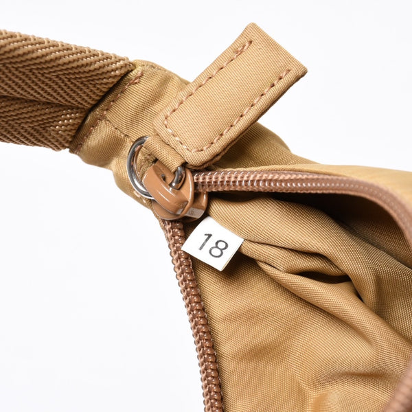 Very Good Condition PRADA Hobo One Shoulder Bag MV515 Triangle Logo Triangle Logo Plate Nylon Beige Used 4a000163