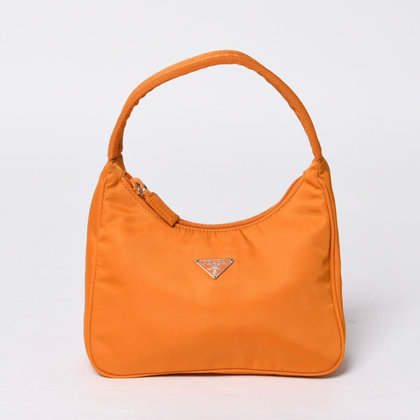 Very Good Condition PRADA Hobo One Shoulder Bag MV515 Triangle Logo Triangle Logo Plate Nylon Orange Used 4a000142