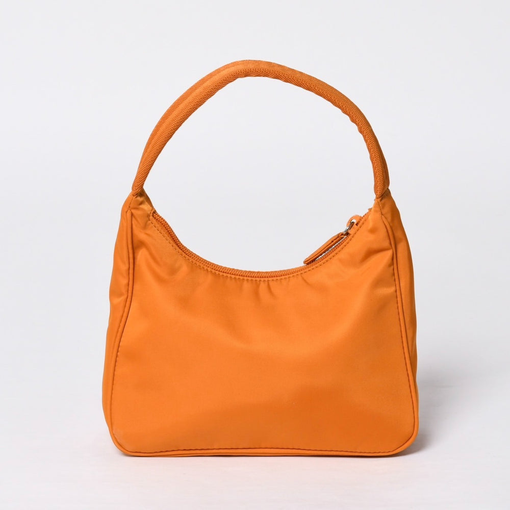 極美品 PRADA プラダ ホーボー ワンショルダーバッグ MV515 トライアングルロゴ 三角ロゴプレート ナイロン オレンジ 中古 4a000142