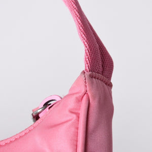 Very Good Condition PRADA Hobo One Shoulder Bag MV515 Triangle Logo Triangle Logo Plate Nylon Pink Used 4a000164