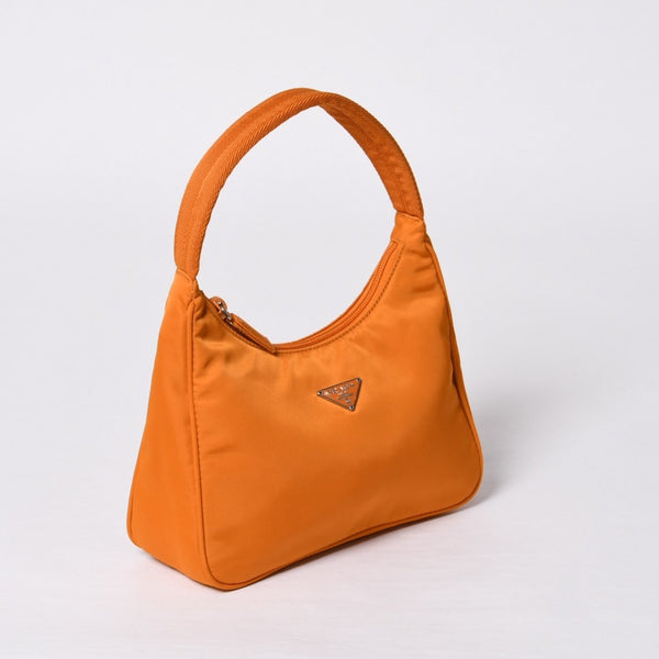 Very Good Condition PRADA Hobo One Shoulder Bag MV515 Triangle Logo Triangle Logo Plate Nylon Orange Used 4a000142