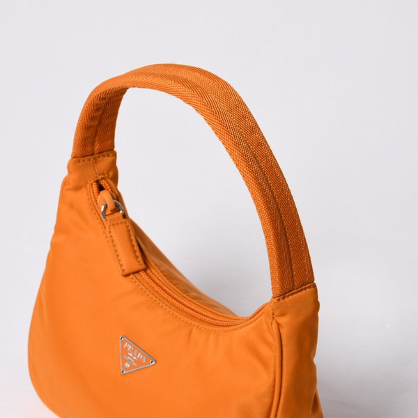 Very Good Condition PRADA Hobo One Shoulder Bag MV515 Triangle Logo Triangle Logo Plate Nylon Orange Used 4a000142