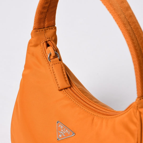 Very Good Condition PRADA Hobo One Shoulder Bag MV515 Triangle Logo Triangle Logo Plate Nylon Orange Used 4a000142