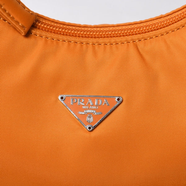 Very Good Condition PRADA Hobo One Shoulder Bag MV515 Triangle Logo Triangle Logo Plate Nylon Orange Used 4a000142