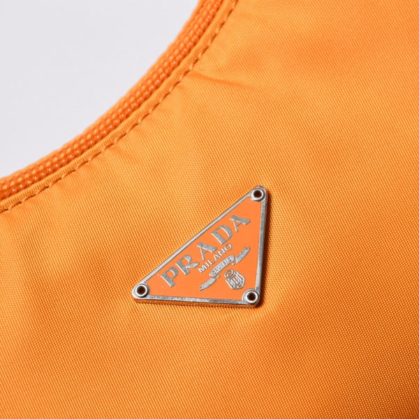 Very Good Condition PRADA Hobo One Shoulder Bag MV515 Triangle Logo Triangle Logo Plate Nylon Orange Used 4a000142