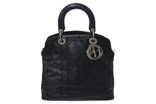 Load image into Gallery viewer, Christian Dior クリスチャンディオール グランヴィル ハンドバッグ 08-MA-0142 カナージュ ラムスキン ブラック 美品 中古 4b000163