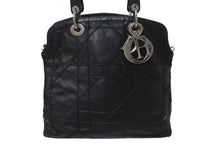 Load image into Gallery viewer, Christian Dior クリスチャンディオール グランヴィル ハンドバッグ 08-MA-0142 カナージュ ラムスキン ブラック 美品 中古 4b000163
