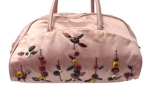 画像をギャラリービューアに読み込む, PRADA プラダ ハンドバッグ 刺繍 ミニハンドバッグ B11063 ピンク系 サテン シルバー金具 美品 中古 4b000165
