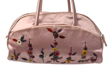 画像をギャラリービューアに読み込む, PRADA プラダ ハンドバッグ 刺繍 ミニハンドバッグ B11063 ピンク系 サテン シルバー金具 美品 中古 4b000165