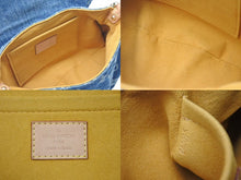 Load image into Gallery viewer, LOUIS VUITTON ルイヴィトン モノグラムデニム ミニプリーティ ハンドバッグ M95050 ヌメ革 ブルー ゴールド金具 美品 中古 4b000168