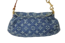 Load image into Gallery viewer, LOUIS VUITTON ルイヴィトン モノグラムデニム ミニプリーティ ハンドバッグ M95050 ヌメ革 ブルー ゴールド金具 美品 中古 4b000168