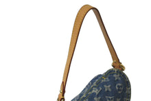 Load image into Gallery viewer, LOUIS VUITTON ルイヴィトン モノグラムデニム ミニプリーティ ハンドバッグ M95050 ヌメ革 ブルー ゴールド金具 美品 中古 4b000168