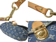 Load image into Gallery viewer, LOUIS VUITTON ルイヴィトン モノグラムデニム ミニプリーティ ハンドバッグ M95050 ヌメ革 ブルー ゴールド金具 美品 中古 4b000168