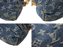 Load image into Gallery viewer, LOUIS VUITTON ルイヴィトン モノグラムデニム ミニプリーティ ハンドバッグ M95050 ヌメ革 ブルー ゴールド金具 美品 中古 4b000168
