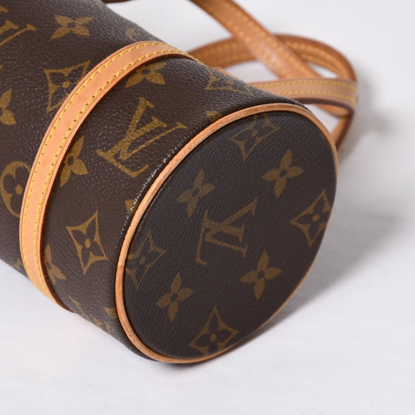新品同様 LOUIS VUITTON ルイヴィトン ハンドバッグ ミニパピヨン19 モノグラム ブラウン M51389 ゴールド金具 中古 4a000172