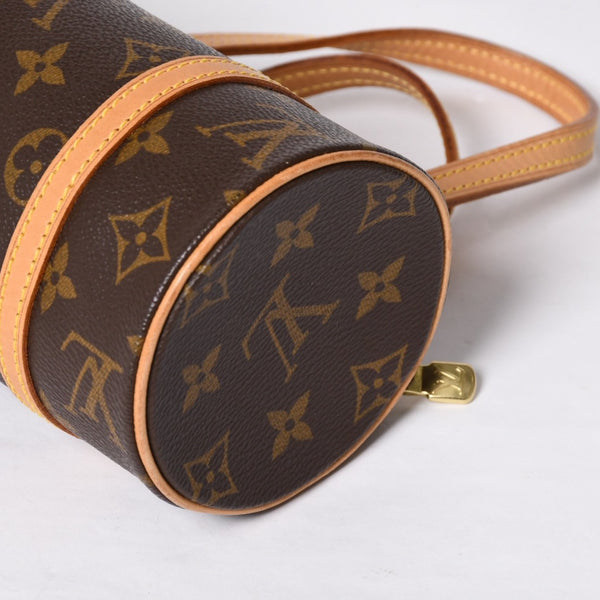新品同様 LOUIS VUITTON ルイヴィトン ハンドバッグ ミニパピヨン19 モノグラム ブラウン M51389 ゴールド金具 中古 4a000172