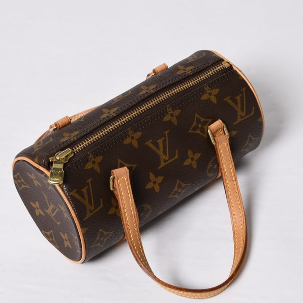 新品同様 LOUIS VUITTON ルイヴィトン ハンドバッグ ミニパピヨン19 モノグラム ブラウン M51389 ゴールド金具 中古 4a000172