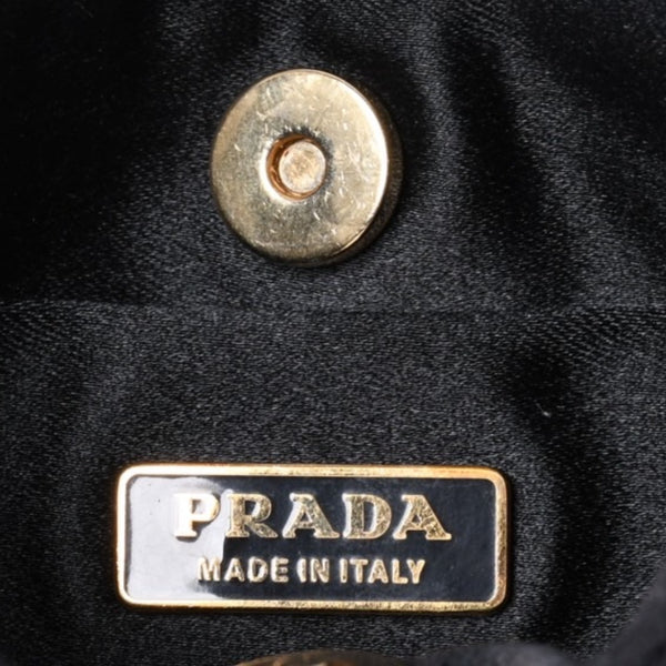 Very Good Condition PRADA Hobo One Shoulder Bag Chain Shoulder Bag Triangle Logo Nylon Black Used 4a000143