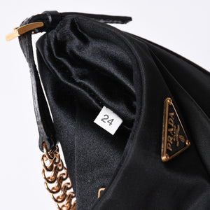 Very Good Condition PRADA Hobo One Shoulder Bag Chain Shoulder Bag Triangle Logo Nylon Black Used 4a000143
