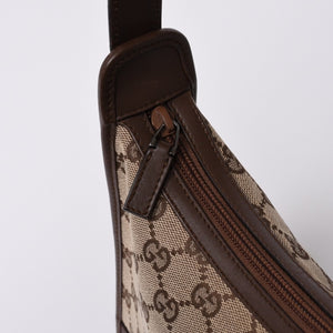 GUCCI グッチ ショルダーバッグ 001 4206 GGキャンバス レザー ブラウン ベージュ ブラウン金具 美品 中古 4a000066