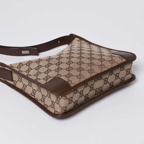 GUCCI グッチ ショルダーバッグ 001 4206 GGキャンバス レザー ブラウン ベージュ ブラウン金具 美品 中古 4a000066