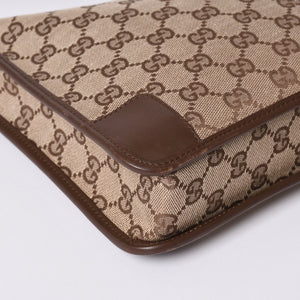 GUCCI グッチ ショルダーバッグ 001 4206 GGキャンバス レザー ブラウン ベージュ ブラウン金具 美品 中古 4a000066
