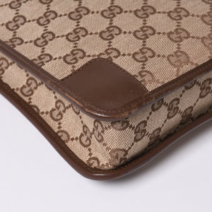 GUCCI グッチ ショルダーバッグ 001 4206 GGキャンバス レザー ブラウン ベージュ ブラウン金具 美品 中古 4a000066