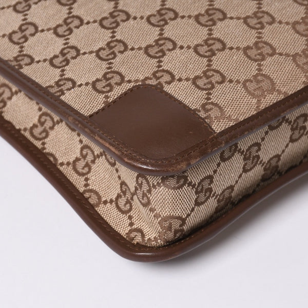 GUCCI グッチ ショルダーバッグ 001 4206 GGキャンバス レザー ブラウン ベージュ ブラウン金具 美品 中古 4a000066