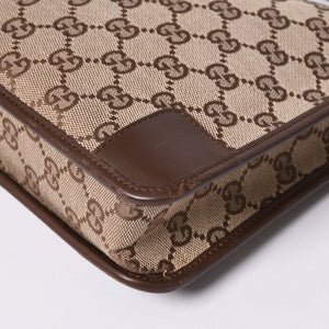 GUCCI グッチ ショルダーバッグ 001 4206 GGキャンバス レザー ブラウン ベージュ ブラウン金具 美品 中古 4a000066