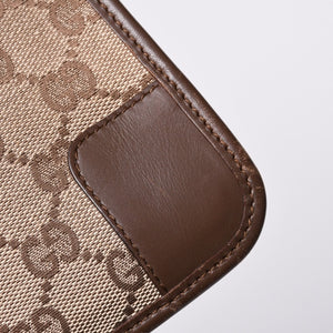 GUCCI グッチ ショルダーバッグ 001 4206 GGキャンバス レザー ブラウン ベージュ ブラウン金具 美品 中古 4a000066