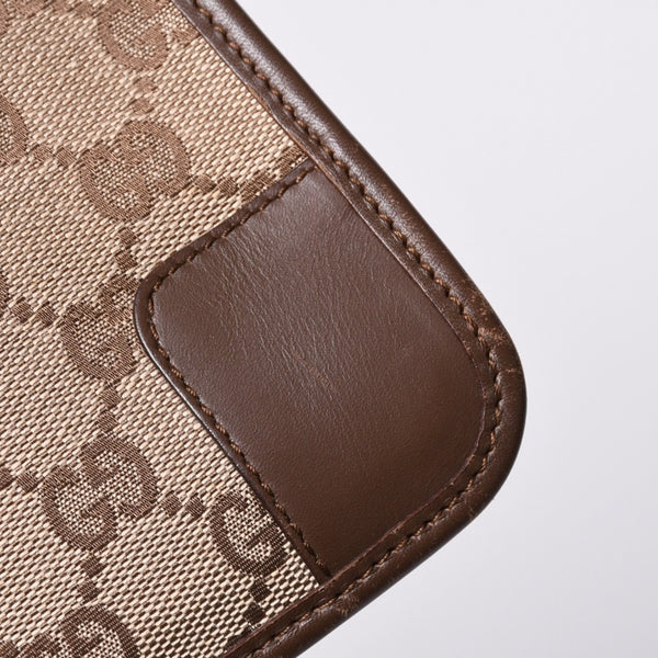 GUCCI グッチ ショルダーバッグ 001 4206 GGキャンバス レザー ブラウン ベージュ ブラウン金具 美品 中古 4a000066