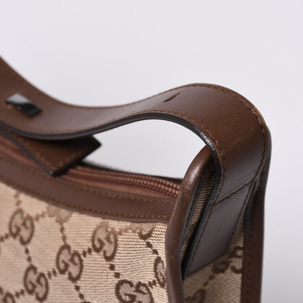 GUCCI グッチ ショルダーバッグ 001 4206 GGキャンバス レザー ブラウン ベージュ ブラウン金具 美品 中古 4a000066