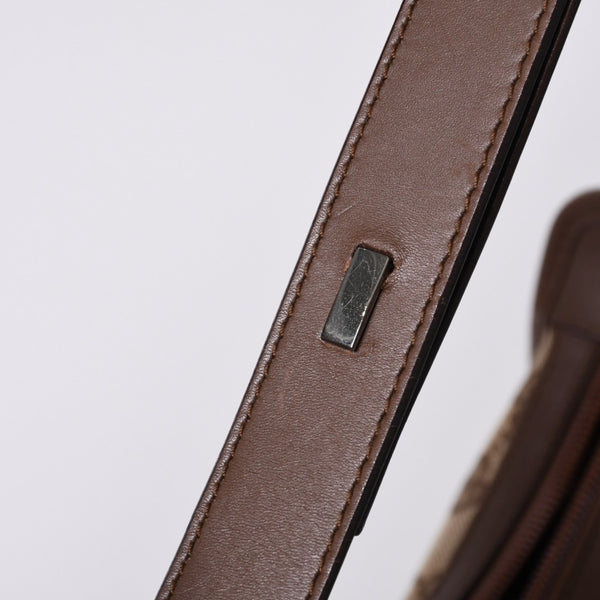 GUCCI グッチ ショルダーバッグ 001 4206 GGキャンバス レザー ブラウン ベージュ ブラウン金具 美品 中古 4a000066