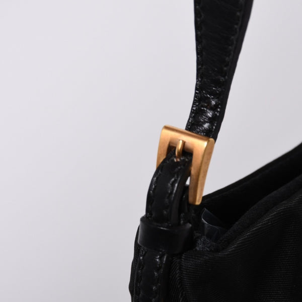 Very Good Condition PRADA Hobo One Shoulder Bag Chain Shoulder Bag Triangle Logo Nylon Black Used 4a000143
