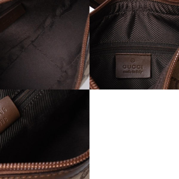 GUCCI グッチ ショルダーバッグ 001 4206 GGキャンバス レザー ブラウン ベージュ ブラウン金具 美品 中古 4a000066