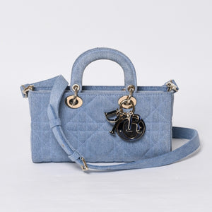 Like new Christian Dior Lady D-Joy Medium Lady D-Joy Shoulder Bag Denim Used 4a000168