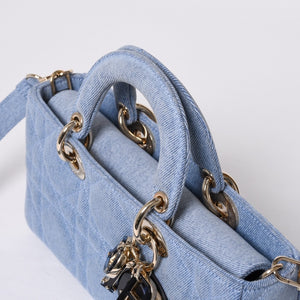 Like new Christian Dior Lady D-Joy Medium Lady D-Joy Shoulder Bag Denim Used 4a000168