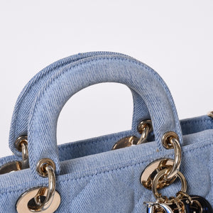 Like new Christian Dior Lady D-Joy Medium Lady D-Joy Shoulder Bag Denim Used 4a000168