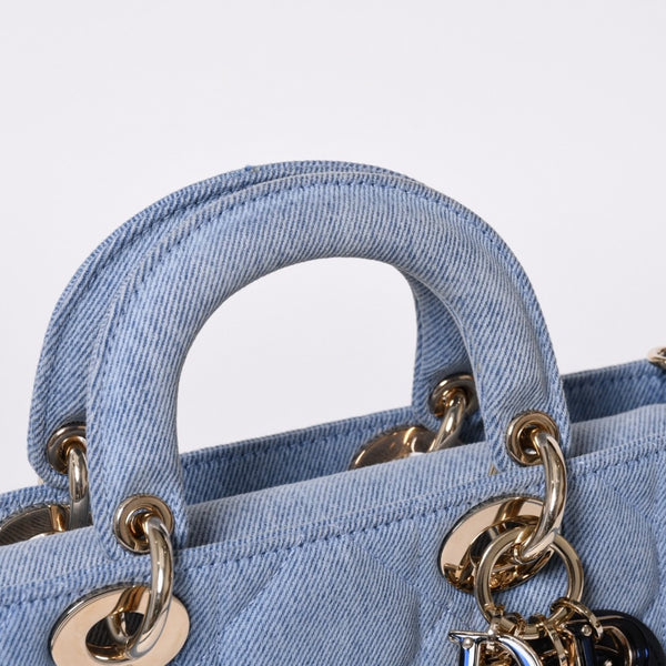 Like new Christian Dior Lady D-Joy Medium Lady D-Joy Shoulder Bag Denim Used 4a000168