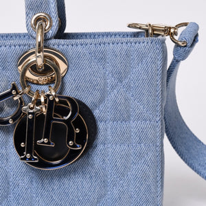 Like new Christian Dior Lady D-Joy Medium Lady D-Joy Shoulder Bag Denim Used 4a000168