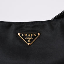 画像をギャラリービューアに読み込む, 極美品 PRADA プラダ ホーボー ワンショルダーバッグ チェーンショルダーバッグ トライアングルロゴ ナイロン ブラック 中古 4a000143
