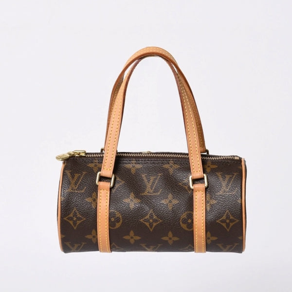 新品同様 LOUIS VUITTON ルイヴィトン ハンドバッグ ミニパピヨン19 モノグラム ブラウン M51389 ゴールド金具 中古 4a000172