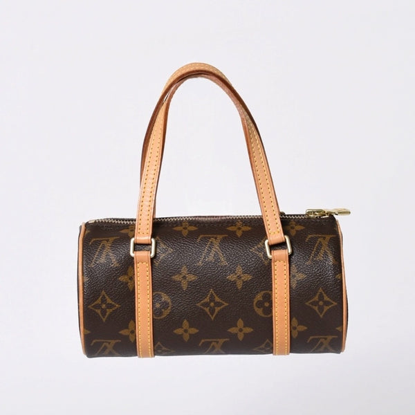 新品同様 LOUIS VUITTON ルイヴィトン ハンドバッグ ミニパピヨン19 モノグラム ブラウン M51389 ゴールド金具 中古 4a000172