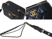 Load image into Gallery viewer, 極美品 CHANEL シャネル バニティ ショルダーバッグ 31番台 ココマーク ラムスキン キルティング ブラック ゴールド金具 中古 4b000185