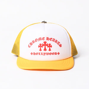 New and unused CHROME HEARTS Cemetery Cross Tracker Mesh Cap ONE SIZE Cross Ball Button Yellow Used 4a000021