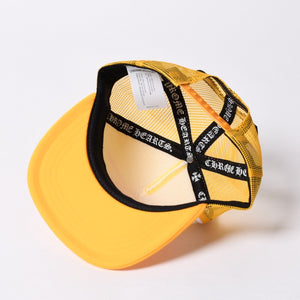New and unused CHROME HEARTS Cemetery Cross Tracker Mesh Cap ONE SIZE Cross Ball Button Yellow Used 4a000021