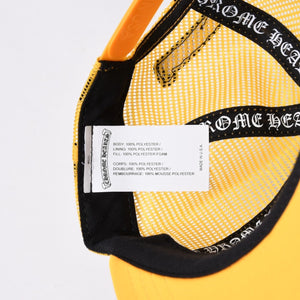 New and unused CHROME HEARTS Cemetery Cross Tracker Mesh Cap ONE SIZE Cross Ball Button Yellow Used 4a000021