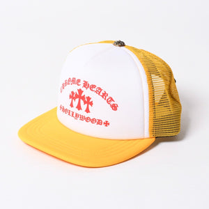 New and unused CHROME HEARTS Cemetery Cross Tracker Mesh Cap ONE SIZE Cross Ball Button Yellow Used 4a000021
