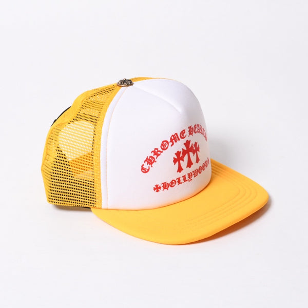 New and unused CHROME HEARTS Cemetery Cross Tracker Mesh Cap ONE SIZE Cross Ball Button Yellow Used 4a000021