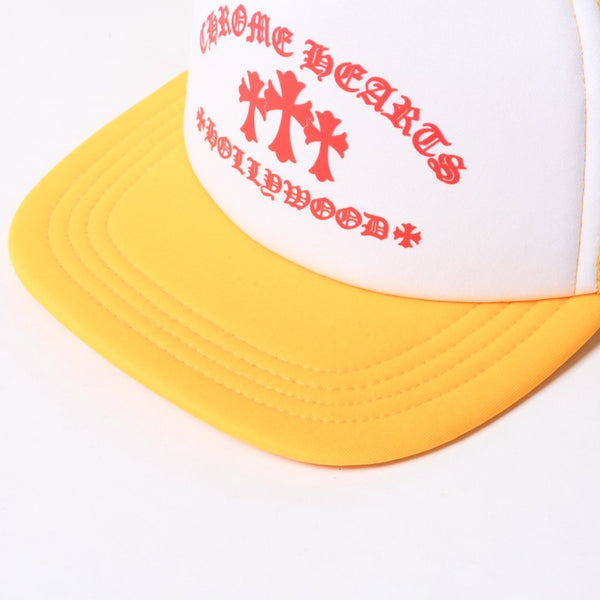 New and unused CHROME HEARTS Cemetery Cross Tracker Mesh Cap ONE SIZE Cross Ball Button Yellow Used 4a000021